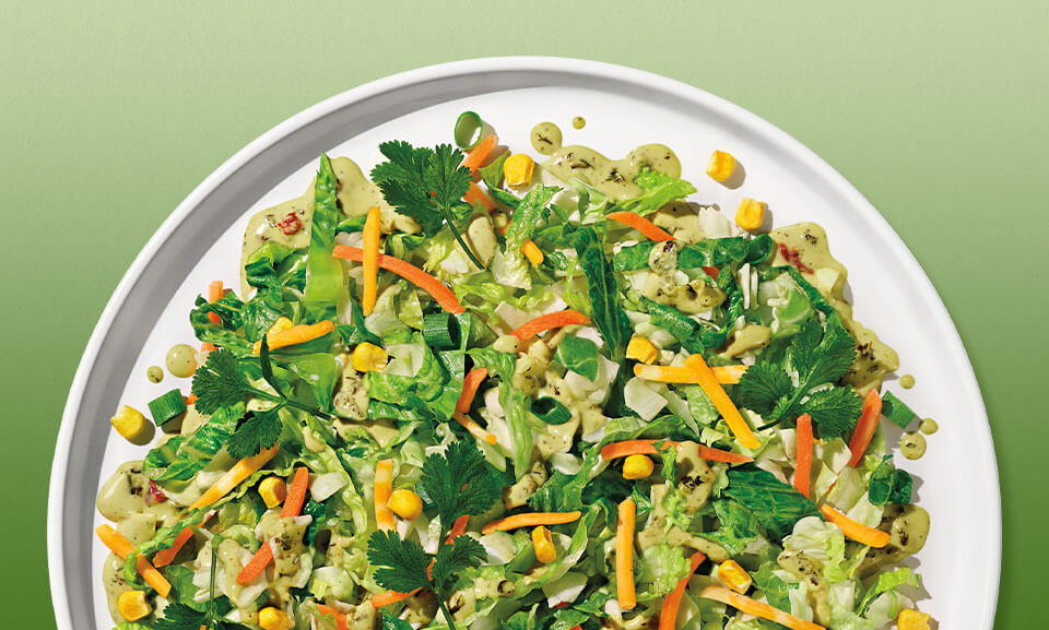 Fresh Avocado Ranch Chopped Salad Kit featuring vibrant greens, creamy dressing, and crunchy toppings for a nutritious meal.