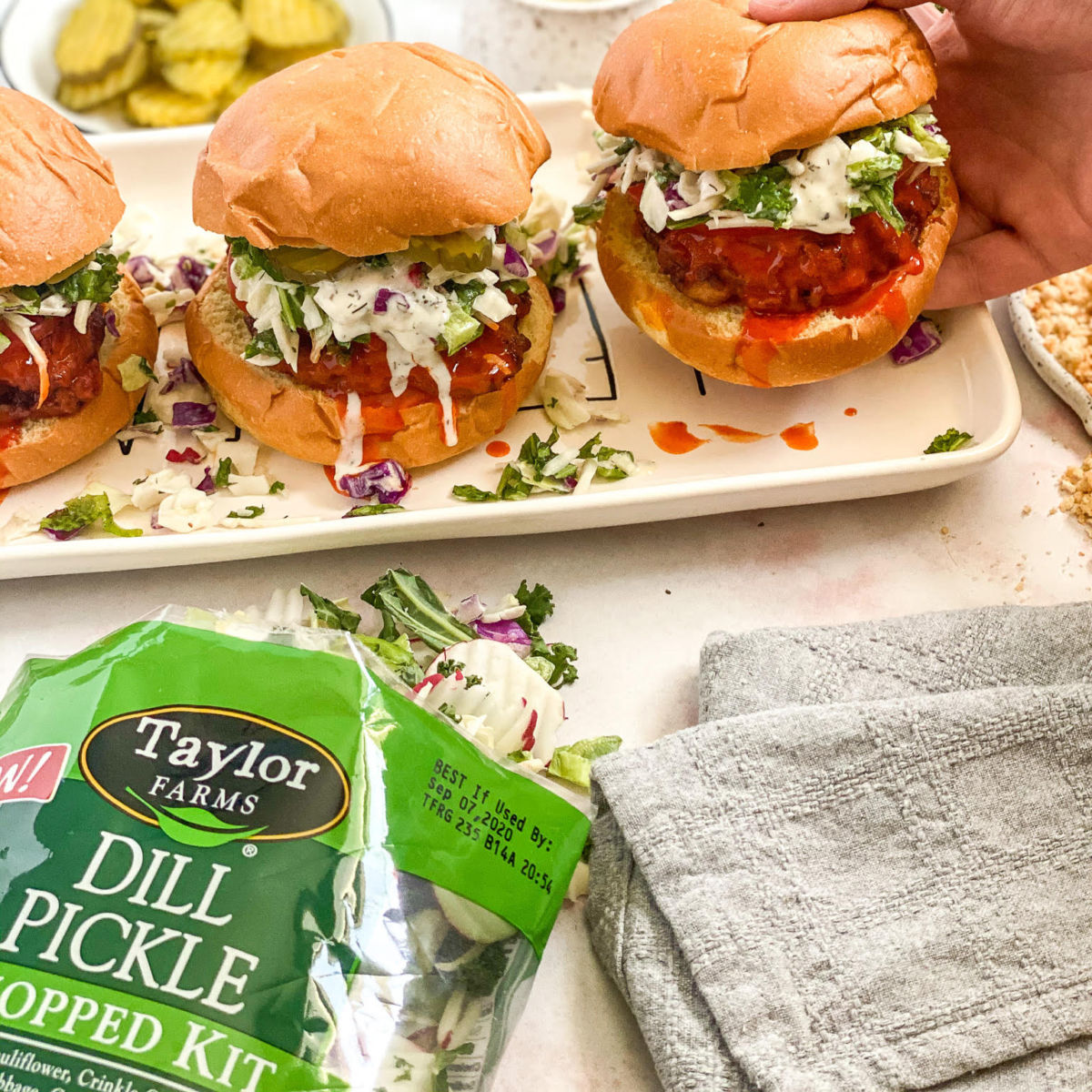 Dill Pickle Buffalo Chicken Sandwiches Header Image