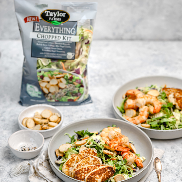 Everything Chopped Salad with Roasted Shrimp and Halloumi | Taylor Farms