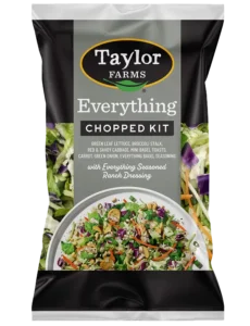 Chopped salad mix featuring a variety of fresh vegetables and greens for healthy meal options.