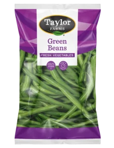 Fresh green beans in a simplified recipe layout, highlighting healthy meal preparation.