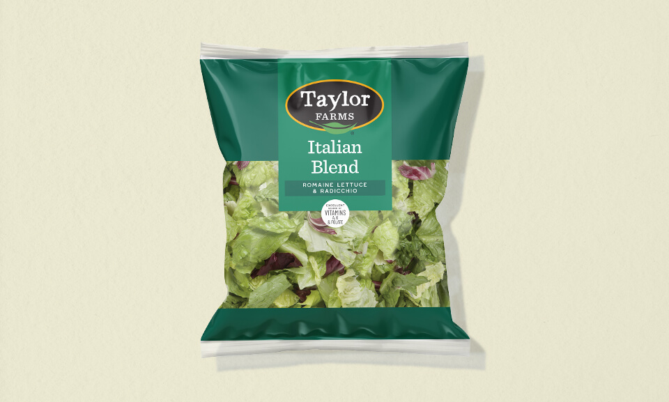 Italian blend salad mix featuring fresh greens and vegetables in a 9 oz package.