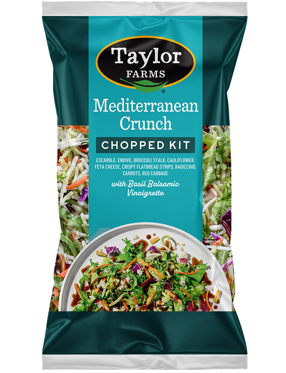 Mediterranean Crunch salad featuring mixed greens, chickpeas, feta cheese, and vibrant vegetables for a healthy meal option.