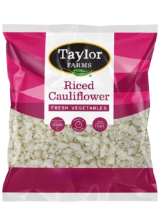 Riced cauliflower from Taylor Farms, perfect for healthy, low-carb meals and easy meal prep.