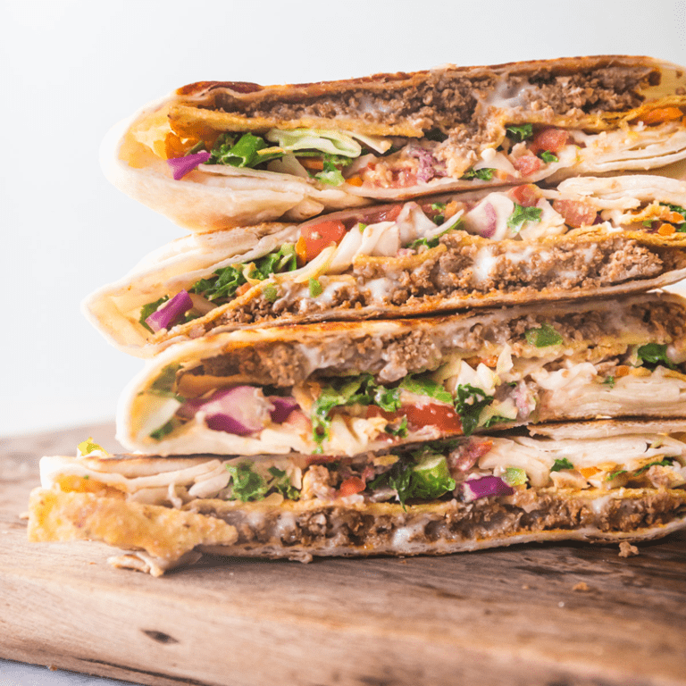Salsa Ranch Crunch Wrap filled with fresh ingredients, served in a tortilla wrap.