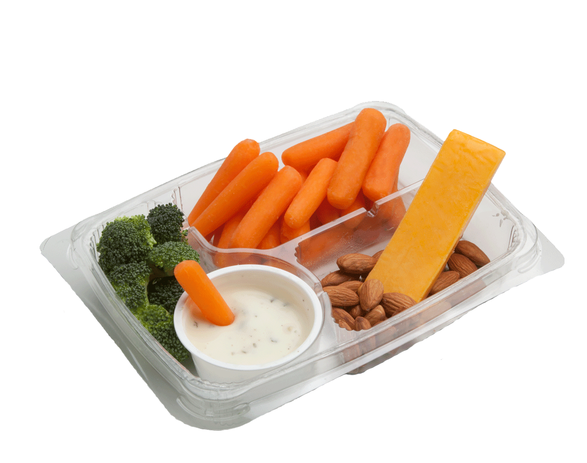Almond cheese snack with vibrant colors and appealing presentation in a clear packaging.