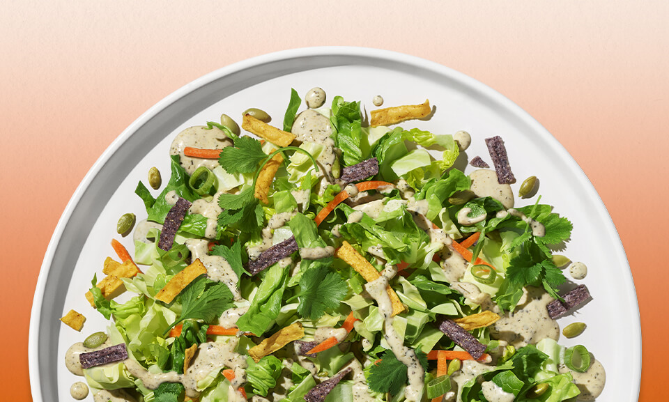 Southwest Chopped Salad Kit featuring fresh greens, corn, black beans, and vibrant toppings in a convenient package.