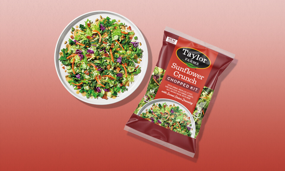 Sunflower Crunch Chopped Salad Kit on a plate featuring fresh greens, sunflower seeds, and vibrant vegetables.