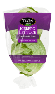 Fresh iceberg lettuce in a two-count package, perfect for salads and healthy meals.