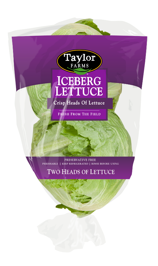 Taylor Farms 2-pack saddle bag of Iceberg lettuce.