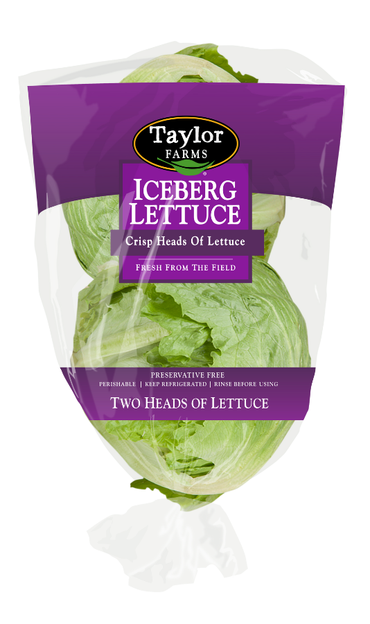 Taylor Farms 2-pack saddle bag of Iceberg lettuce.