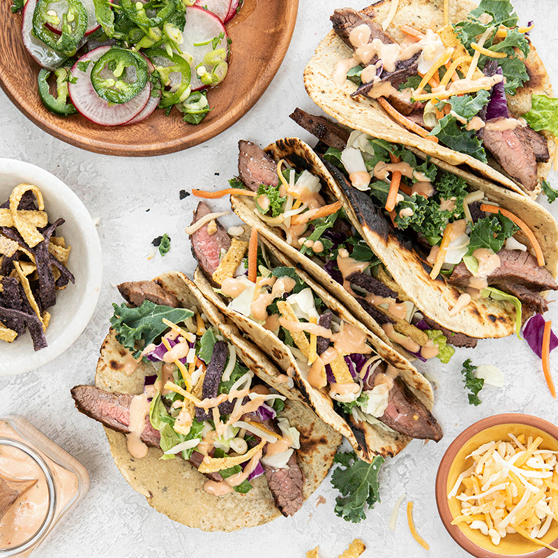 Salsa Ranch Steak Tacos