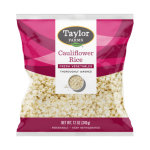 Fresh cauliflower rice from Taylor Farms, perfect for healthy meals and low-carb recipes.