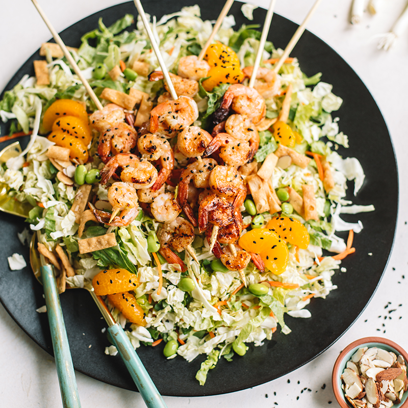 Mandarin Orange & Lemon Ginger Shrimp Chopped Salad