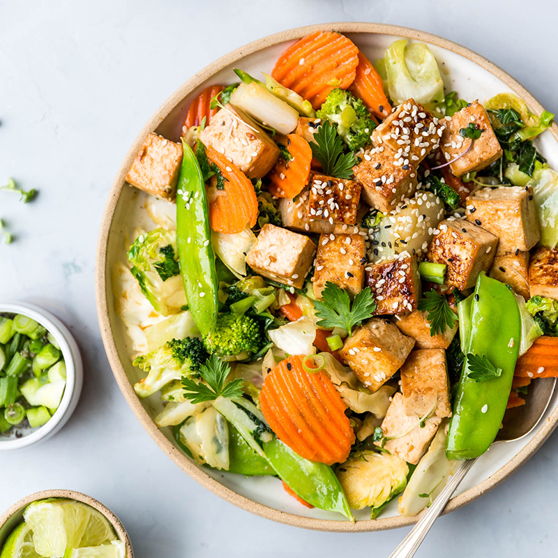 Ginger Sesame Tofu & Winter Vegetable Stir-fry