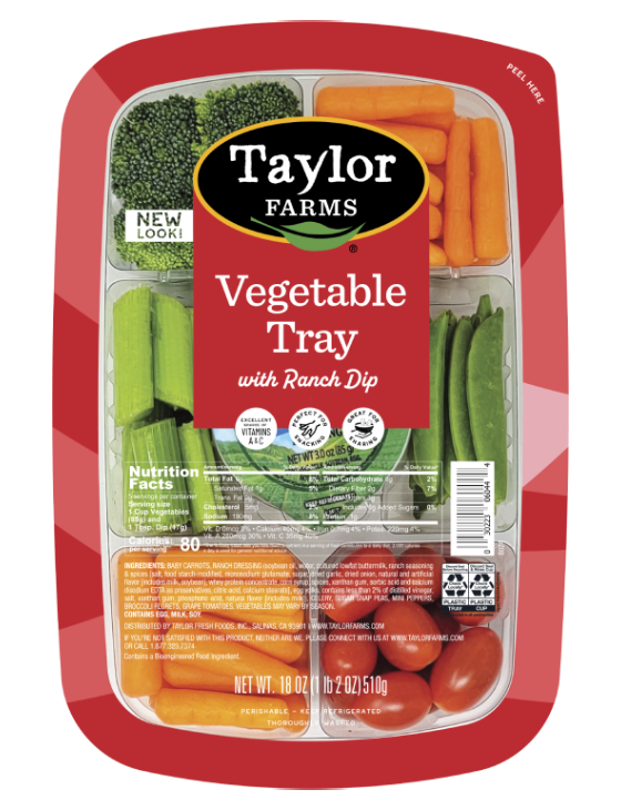 Taylor Farms Vegetable Tray with Peas and Peppers with Hidden Valley Ranch Dip