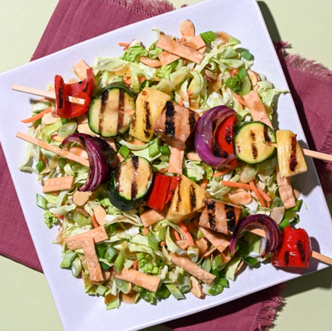 Asian Chopped Salad With Grilled Teriyaki Kebabs