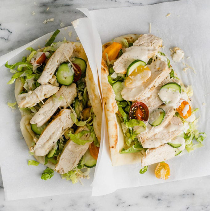 Caesar Chicken Pita Wrap With Cucumbers