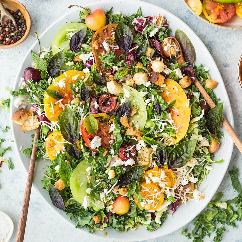 Tomato & Cherry Kale Salad with Lemon Vinaigrette Featured Image