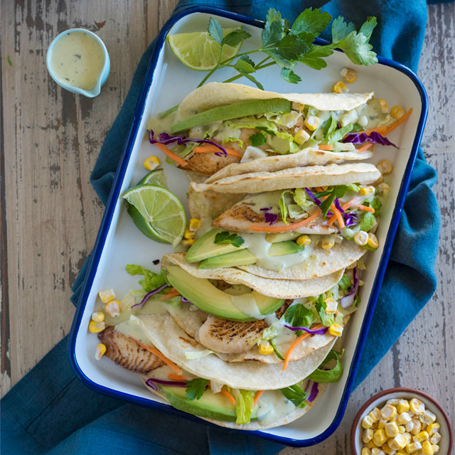 Grilled Tilapia, Lime and Avocado Tacos