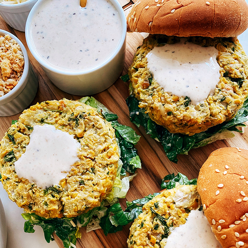 Caesar Chickpea Burgers