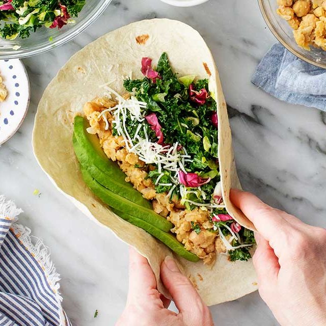 Asiago Kale Chickpea Wraps