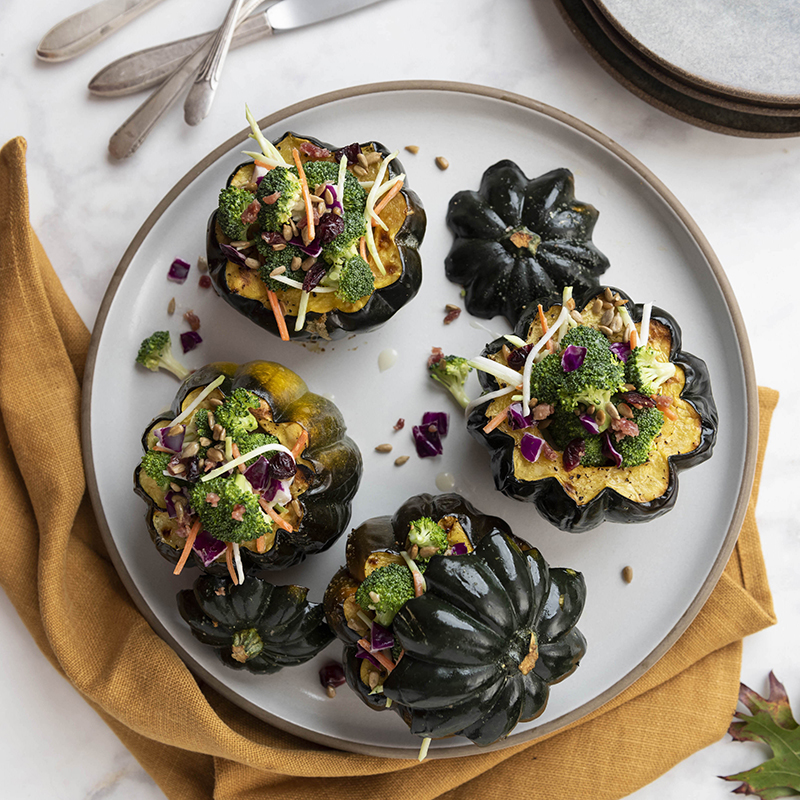 Broccoli Crunch Stuffed Acorn Squash Recipe