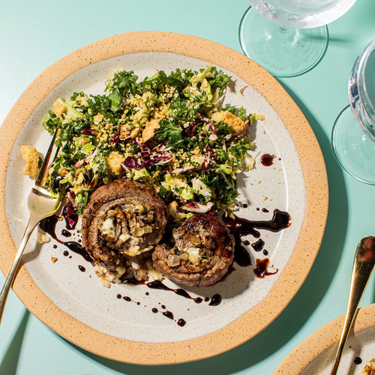 Blue Cheese Steak Wheels and Asiago Kale Salad Featured Image