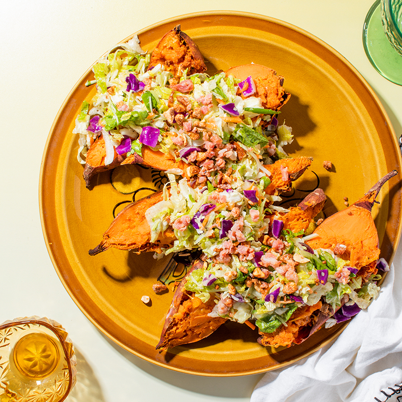 Maple Bourbon Bacon Sweet Potato Skins