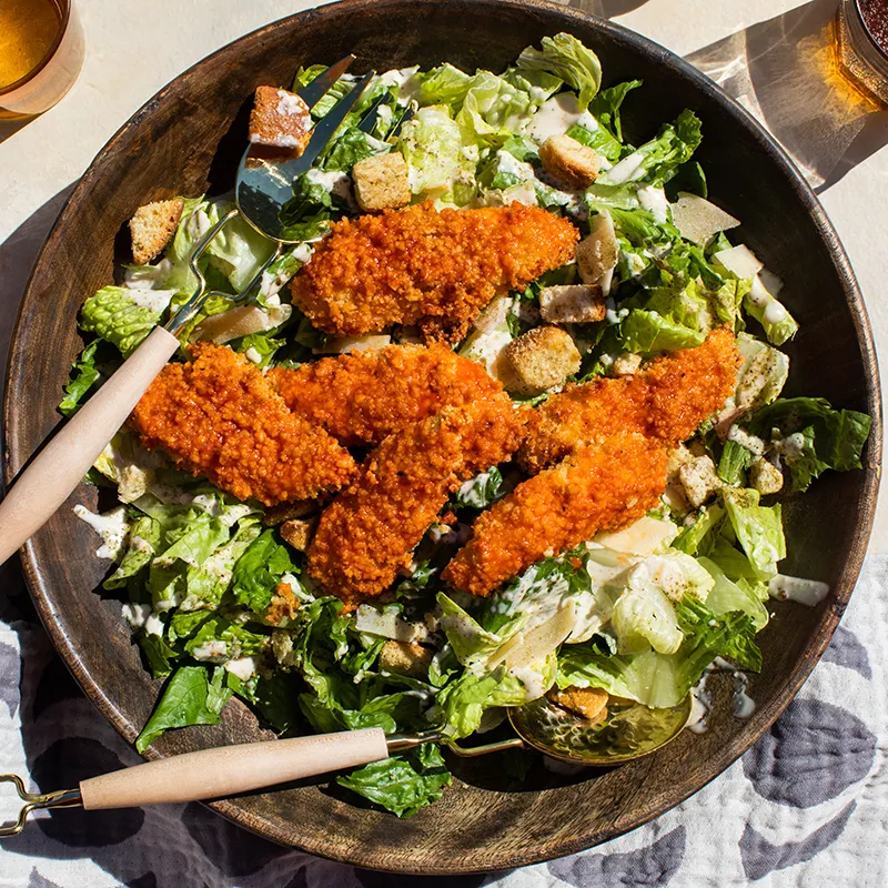 Hot Honey Chicken Caesar Salad