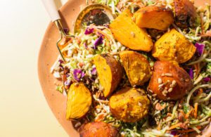 Taylor Farms broccoli crunch with sweet potatoes in a dish