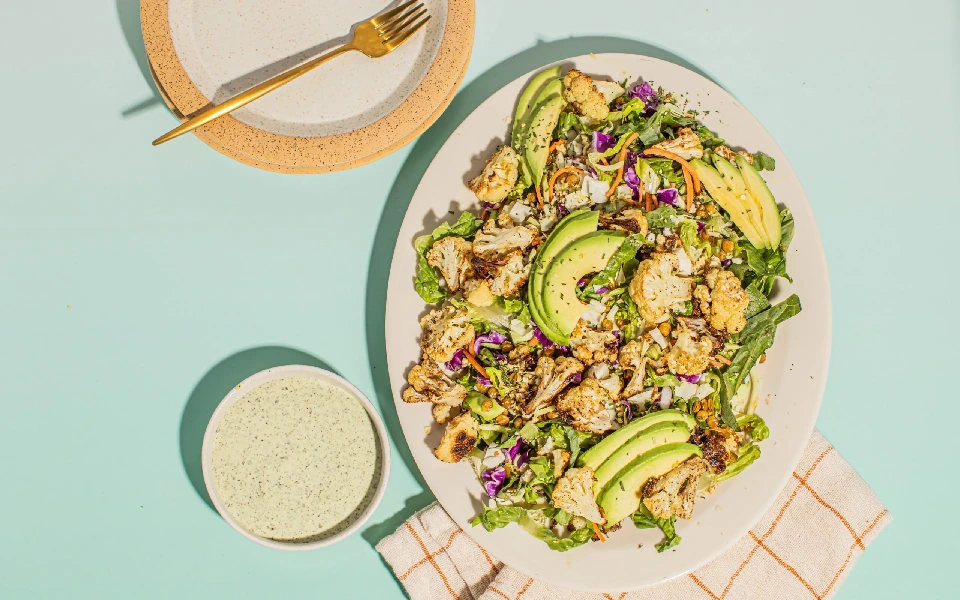 Roasted Cauliflower Green Goddess Salad