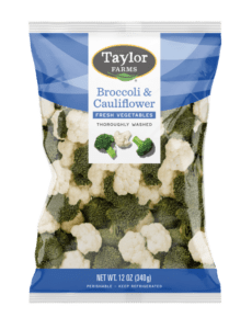 Fresh broccoli and cauliflower florets from Taylor Farms, perfect for healthy recipes and meal preparation.