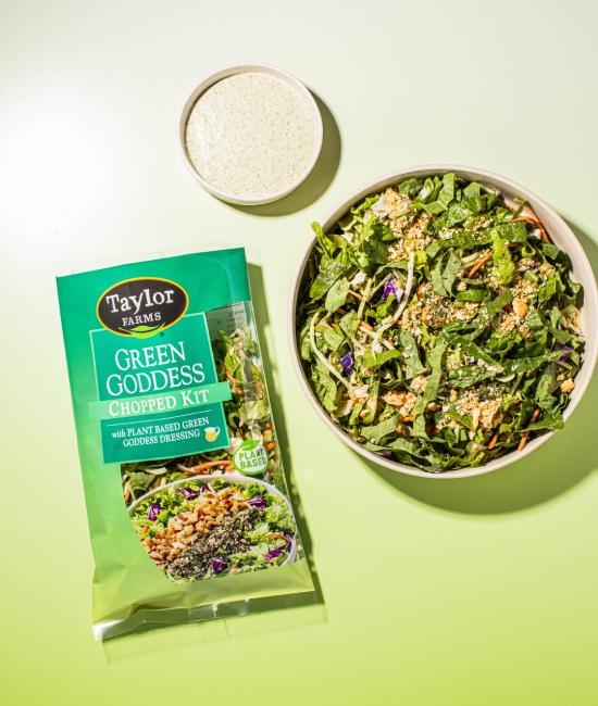 Chopped salad kits neatly arranged, showcasing fresh vegetables and vibrant ingredients, ideal for healthy meal prep.
