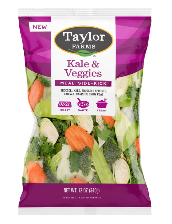 The 12 oz. Kale & Veggies Meal Side-Kick with broccoli, kale, brussels sprouts, cabbage, carrots, and snow peas.