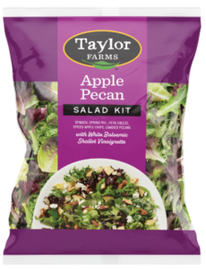 Taylor Farms Apple Pecan Chopped Salad Kit package featuring fresh greens, apple slices, and pecans.
