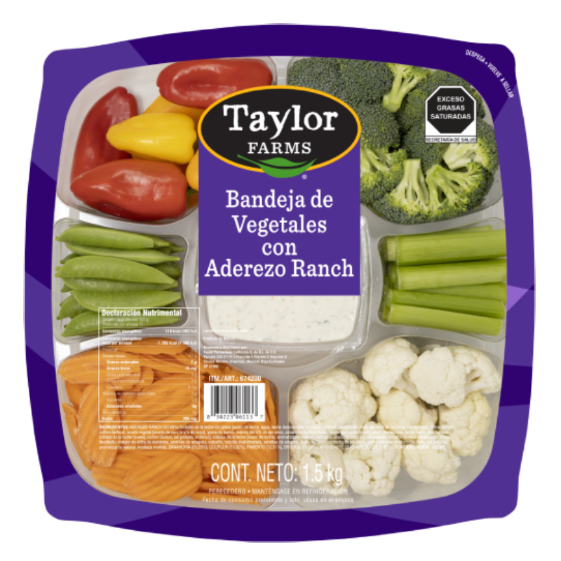 Taylor Farms Bandeja de Vegetales con Salsa Everything Ranch