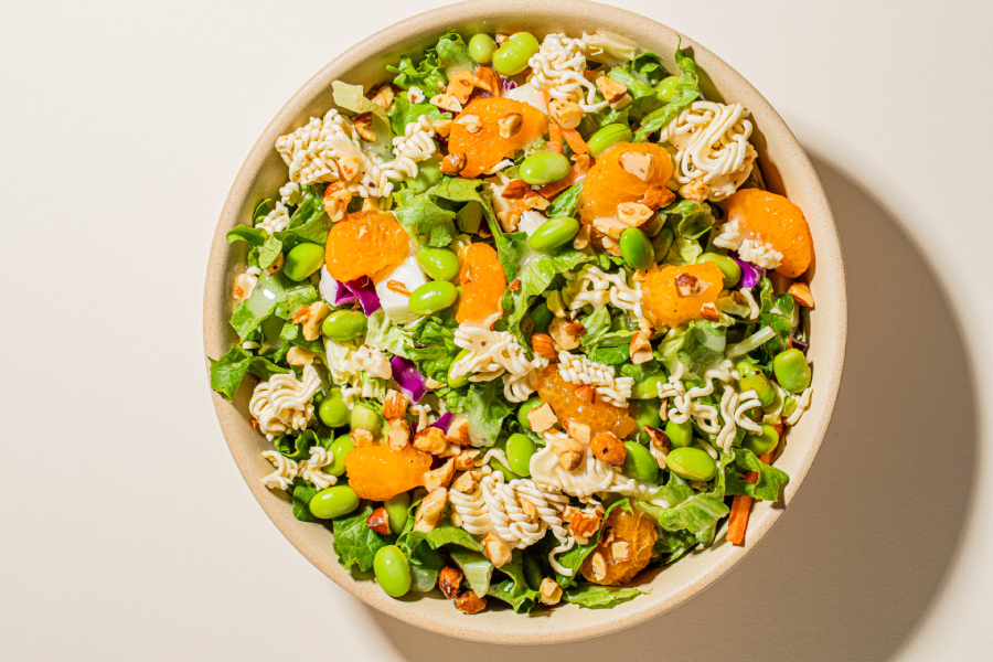 A delightful blend of Asian ingredients in our Citrus Crunch Ramen Salad featuring Taylor Farms’ Citrus Crunch Mini Chopped Salad Kit.