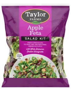 Apple feta salad with mixed greens, walnuts, and a light vinaigrette dressing.