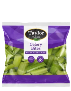 Fresh celery bites arranged on a plate, perfect for healthy snacking and appetizers.