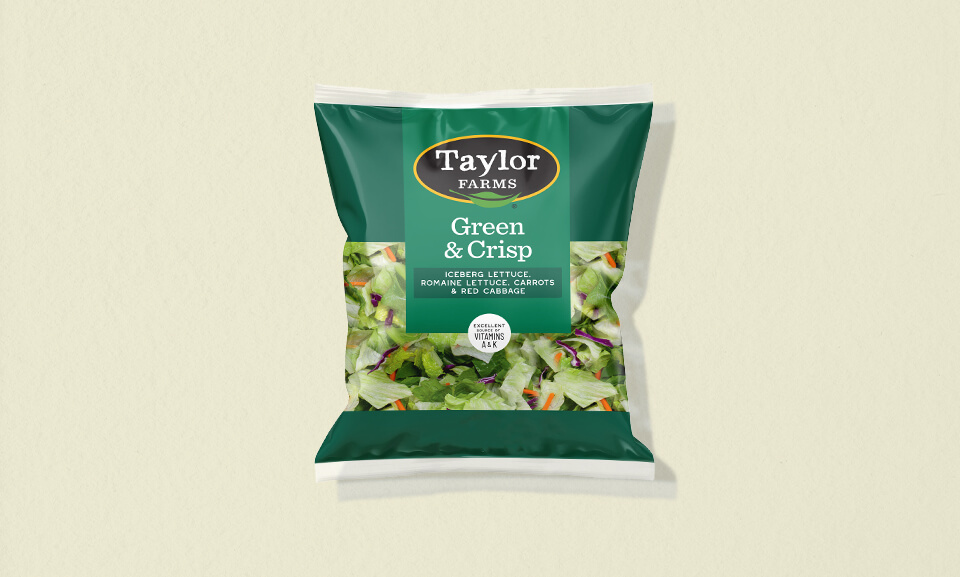 Fresh Green Crisp salad blend in 11 oz packaging, featuring colorful vegetables perfect for healthy meals.