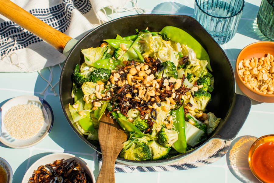 Sautéed Bok Choy and Veggies with Soy Sesame Dressing