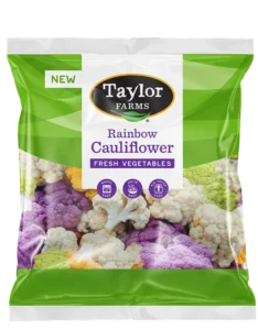 Colorful rainbow cauliflower with vibrant shades of purple, yellow, and green, showcasing fresh produce ideal for healthy meals.