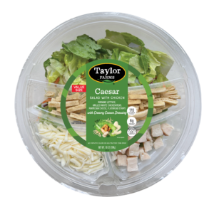 Fresh Caesar salad with romaine lettuce, crunchy croutons, and creamy dressing from Taylor Farms.