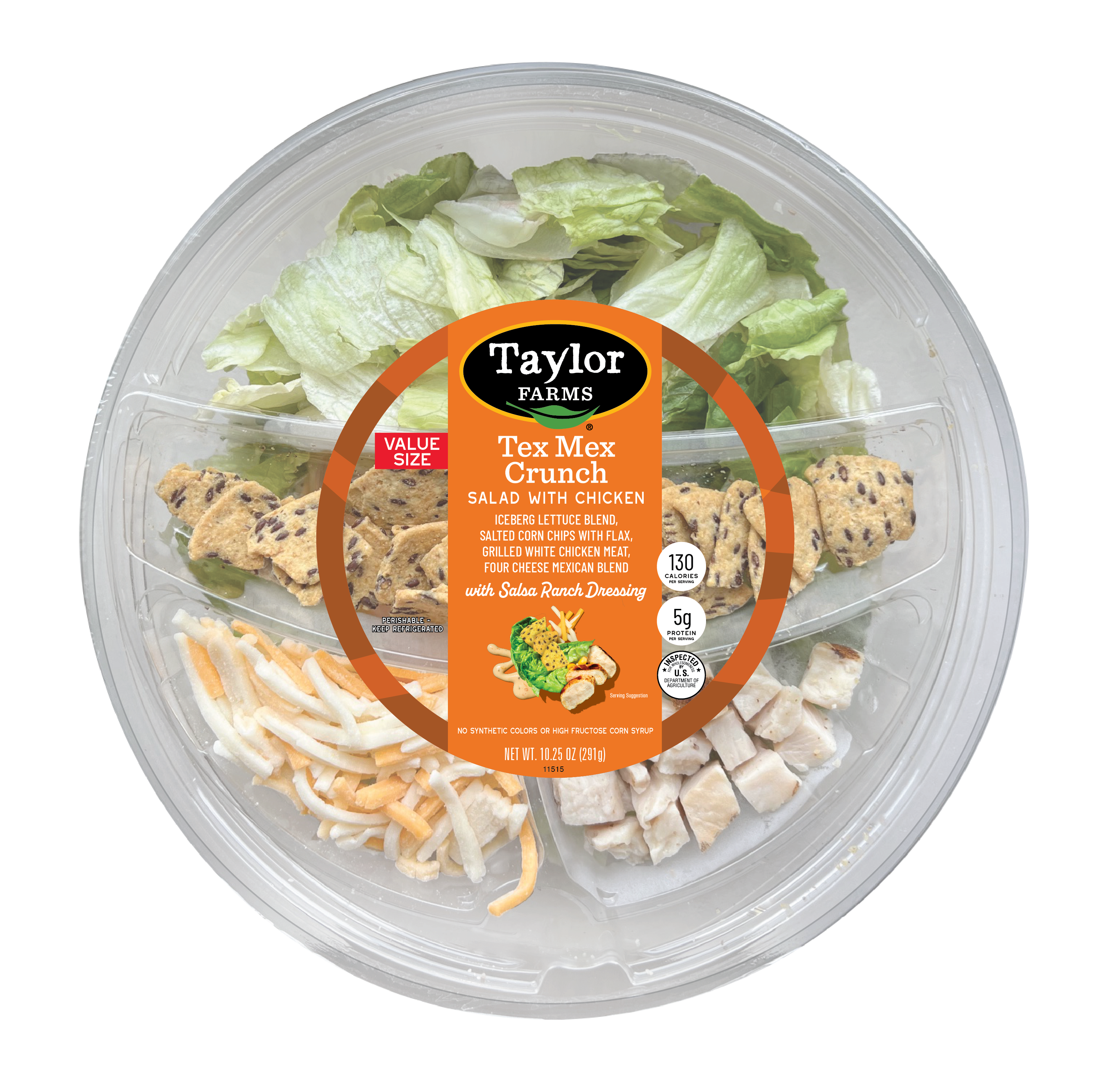Tex-Mex Crunch salad blend featuring fresh vegetables, crunchy toppings, and zesty dressing for a flavorful meal.