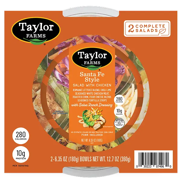 Santa Fe style mockup sleeve featuring vibrant vegetable salad mix from Taylor Farms.