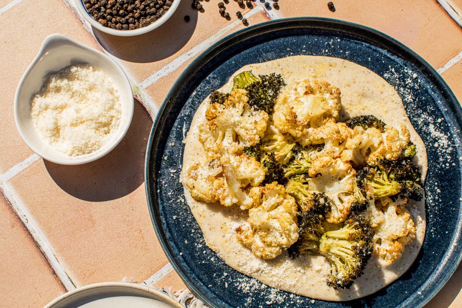 Roasted Broccoli & Cauliflower Cacio e Pepe