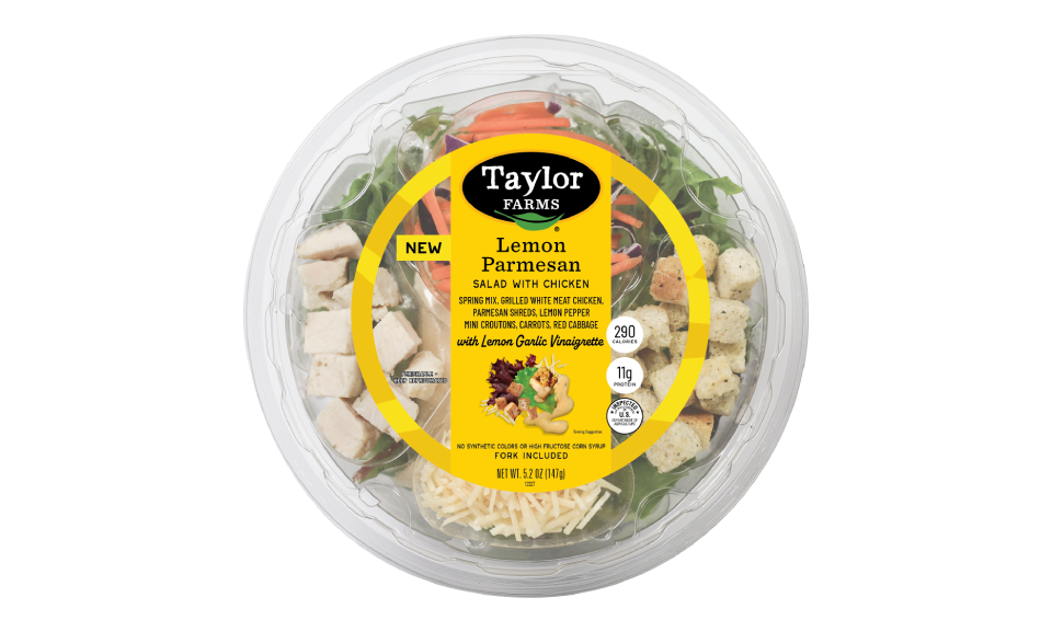 Lemon Parmesan salad with chicken in a convenient single-pack by Taylor Farms.