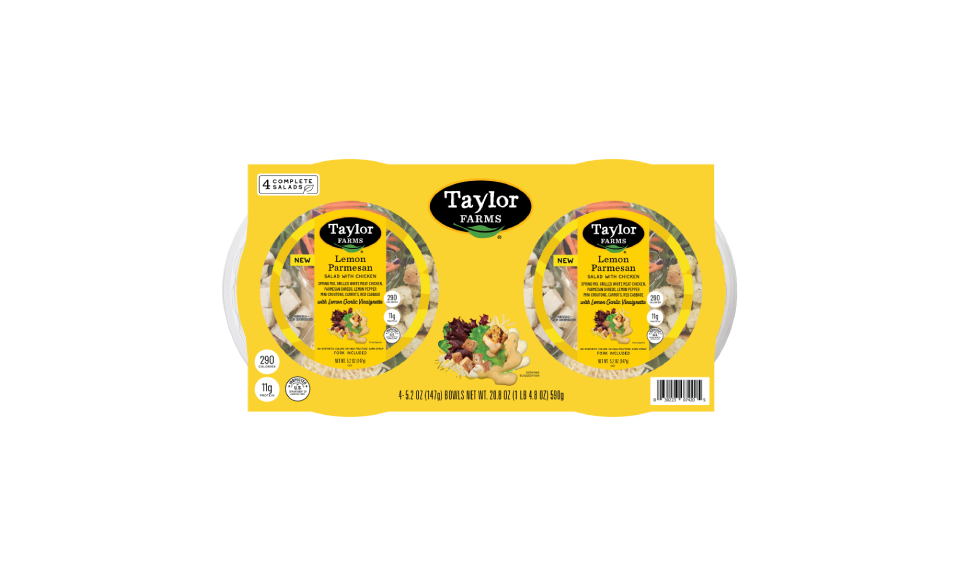 Lemon Parmesan salad with grilled chicken in a convenient 4-pack, perfect for healthy meals on the go.