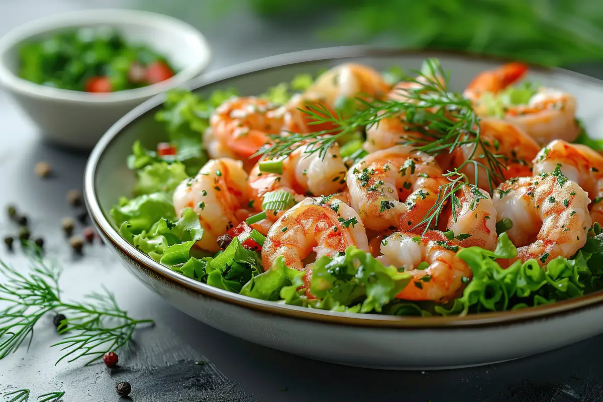 Traditional French seafood salad by Taylor Farms featuring fresh seafood and vibrant vegetables.
